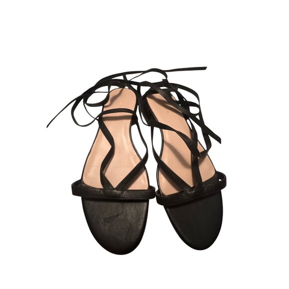 Stuart Weitzman Anita Black Leather Strappy Lace-Up Sandals For Women Sz 11 - Picture 4 of 8